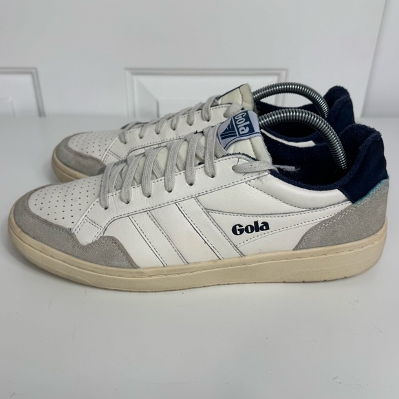 Gola Eagle Leather Suede Sneakers White And Navy CMB530 Men’s 9.5 - Picture 5 of 8